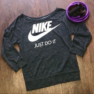 Nike Girls Charcoal Gray Long Sleeve Just Do it Shirt Size XL